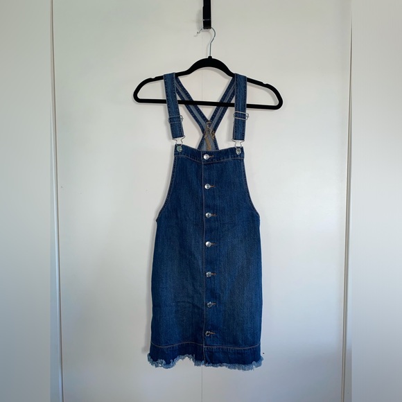 American Eagle Denim Button-Down Overall Dress with Adjustable Straps Size Small - Picture 5 of 7